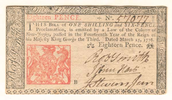 Colonial Currency - March 25, 1776 - Paper Money - Signed by Declaration Signer John Hart